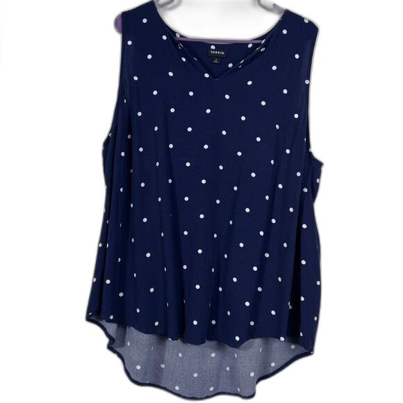 Torrid Crepe Chain White Dotted Tank 0153 - Picture 1 of 9